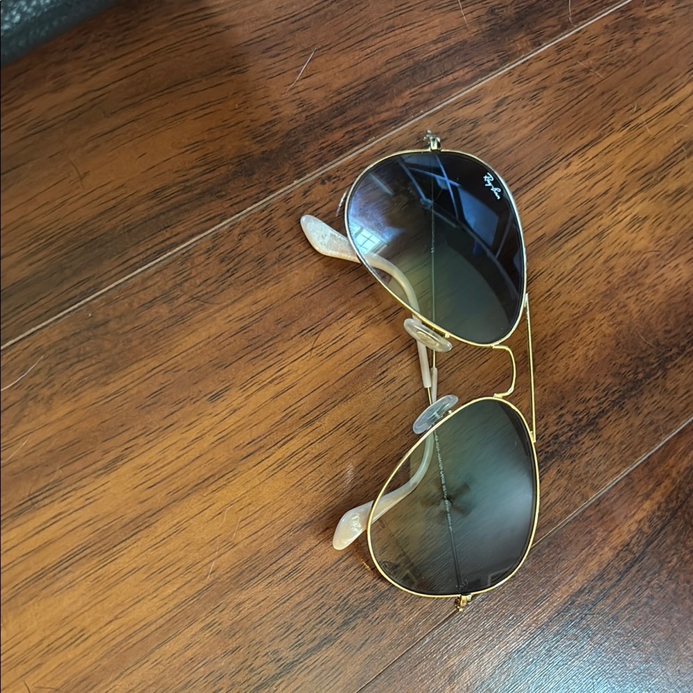 Ray-Ban Gold and Black Aviator Sunglasses